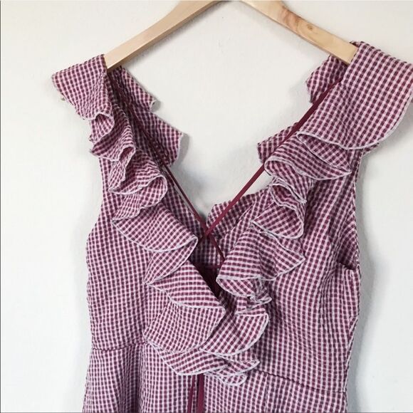 WAYF Gingham Mini Ruffle Hem Dress Medium NWOT - Picture 6 of 7